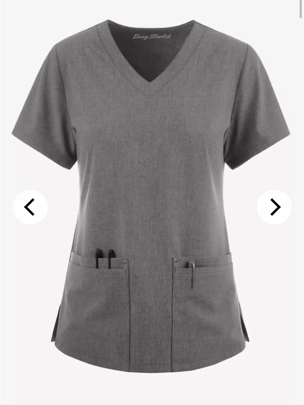 Easy STRETCH Lina Mitered Women's 4-Pocket V-Neck Scrub Top, Heather Grey